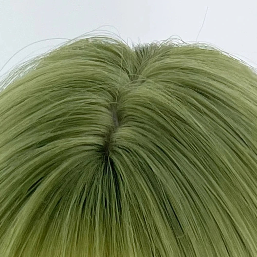 Ihomed Green Long Straight Synthetic Women Wig with Bangs Lolita Cosplay Fluffy Hair Heat Resistant Wig for Daily Party