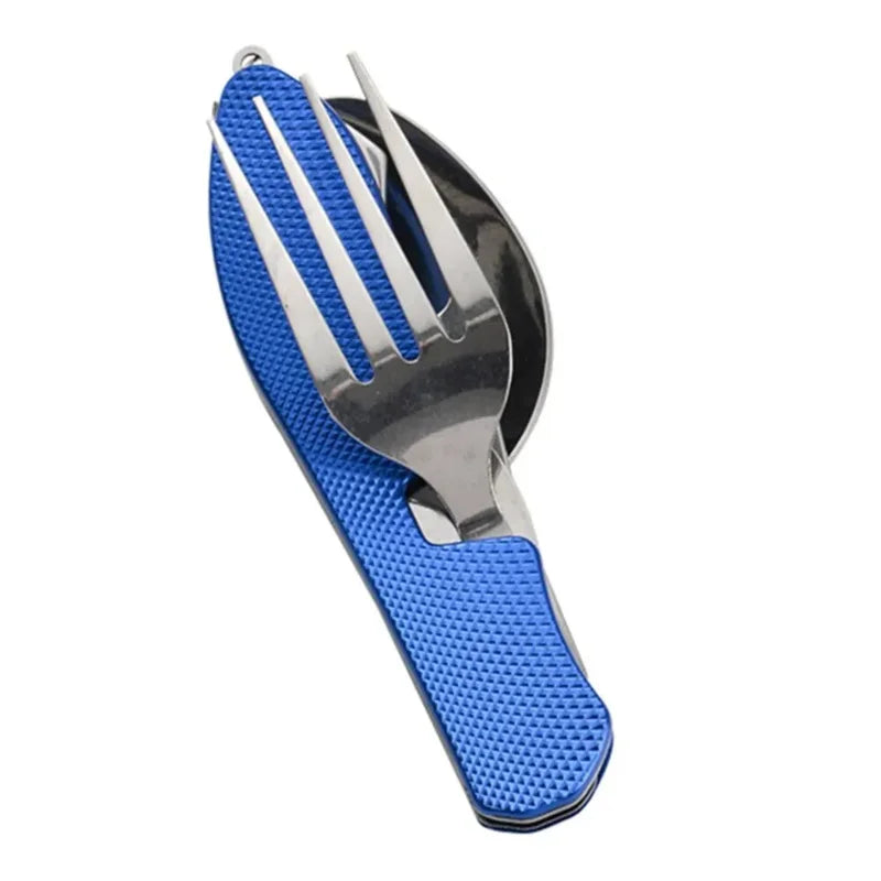 Ihomed 1 set foldable camping utensil-multi-functional knife, fork, spoon combo for outdoor activities camping picnic travel