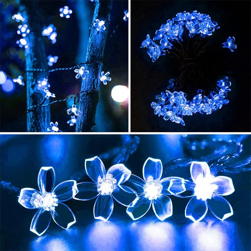 Ihomed Solar Garden Light Flower Outdoor Solar  String Lights Waterproof Fairy Simulation Floral Garlands Lamp Christmas Decoration