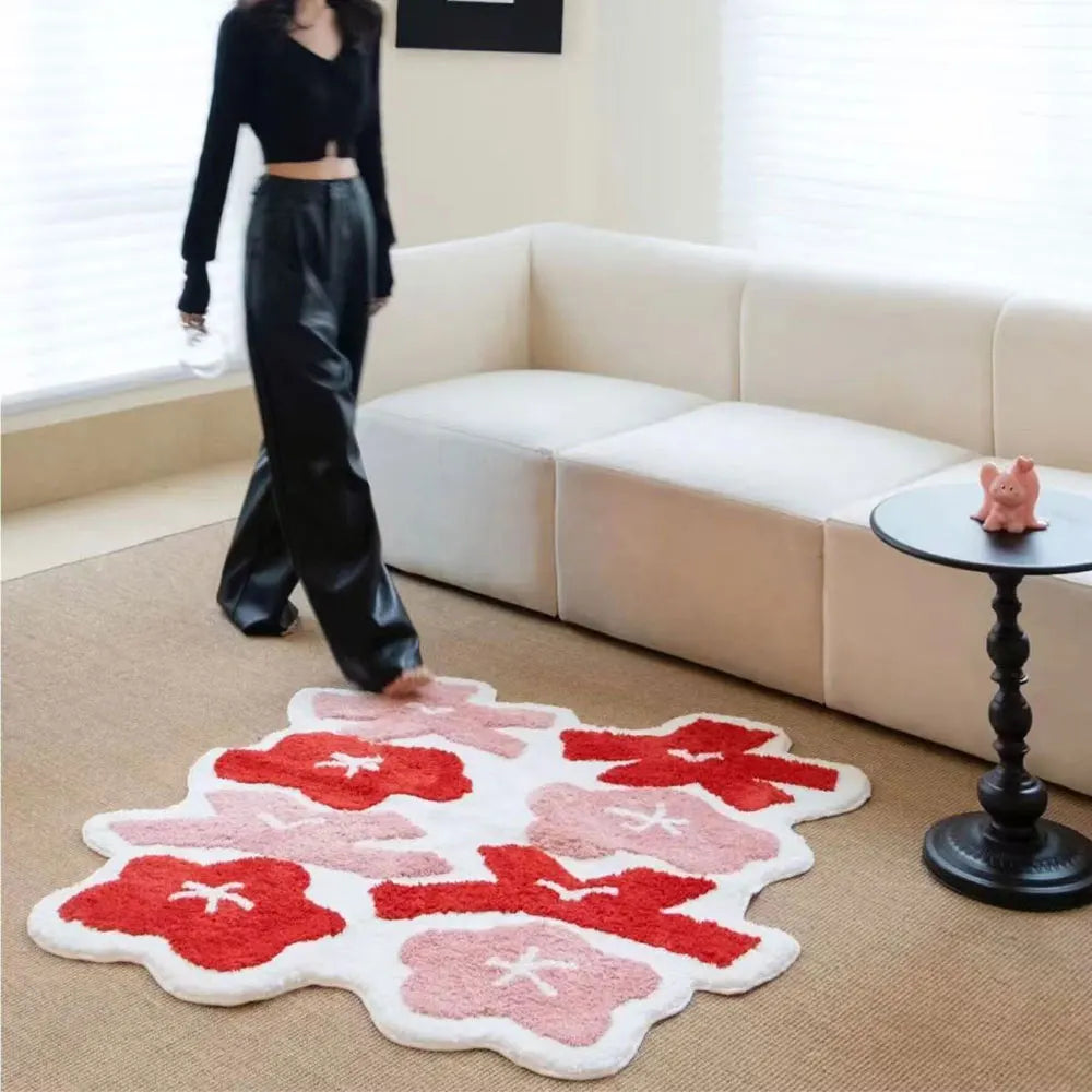 Ihomed Bright Chinese Style Room Decoration Cute Rug Girls Bedroom Bedside Rug Unique Artistic Design Rug Suitable For Wedding Room