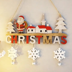 Ihomed Wooden Christmas Pendants Door Wall Xmas Decor Christmas Tree Hanging Ornaments Happy New Year 2025 Naviidad Decor For Home