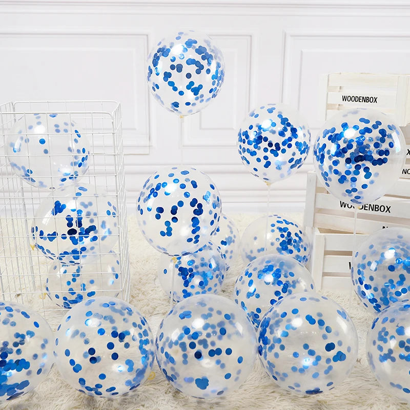 Ihomed 42pcs Blue Confetti Latex Balloons Birthday Party Decorations Adult Kids Boy Baby Shower Wedding Anniversary Globos Supplies