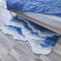 Ihomed Tufting Ocean Rug Bathroom Mat Soft Fluffy Scenic Wave Bedroom Living Room Carpet Floor Safety Pad Aesthetic Home Room Decor