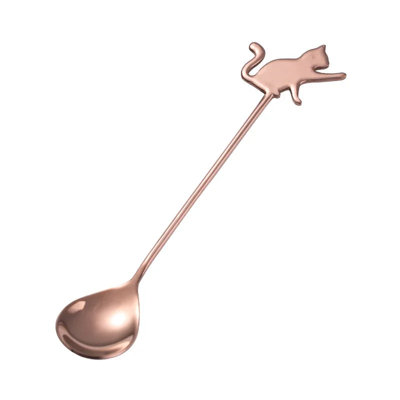 Ihomed Coffee Spoon Lovely Cute Cat Shape Teaspoon Dessert Snack Scoop Ice Cream Mini Spoons Kitchen ToolsTableware 304 Metal