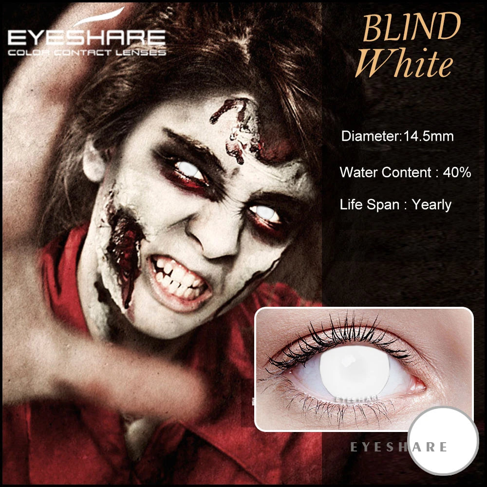 Ihomed Halloween 1 Pair Colored Contact Lenses For Eyes White Lenses Black Lens Anime Cosplay Contact Lens Beauty Makeup Lens