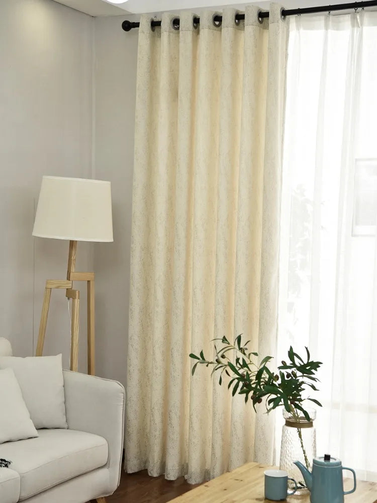 Ihomed Cream Chenille Curtain Luxury Living Room Decoration Curtain Minimalist Jacquard Bedroom Blackout Curtain Balcony Curtain Rideau