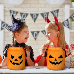 Ihomed LED Light Halloween Trick or Treat Bucket Pumpkin Candy Bags Collapsible Halloween Basket for Thanksgiving Party Gift Basket