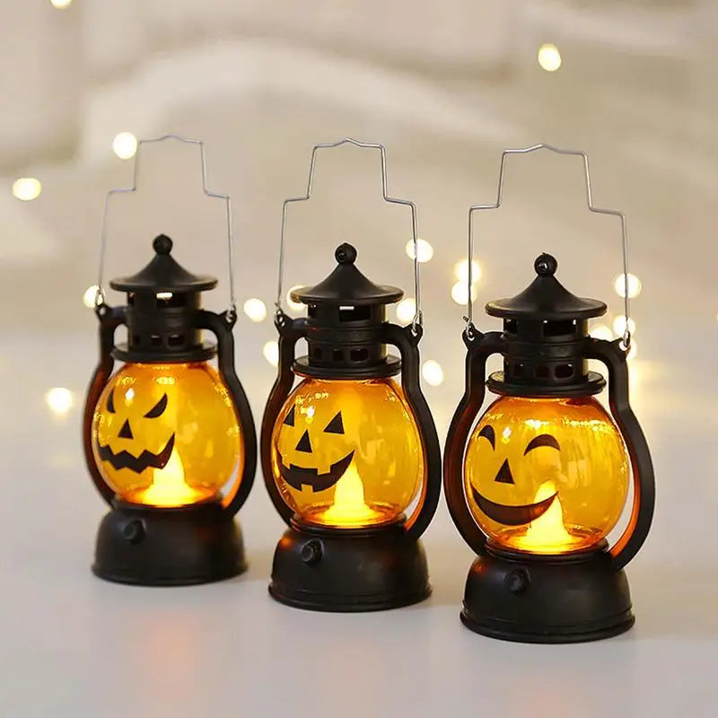 Ihomed Halloween LED Retro Pumpkin Lantern Battery Operated Flickering Pumpkin Lanterns For Garden Landscape Decoration