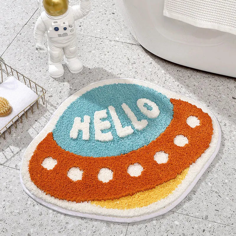 Ihomed Cute Cartoon Fluffy Bathroom Mat Bathroom Entrance Rugs Living Room Bedroom Bedside Non-Slip Carpet Aesthetic Home Decoration