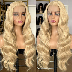 Ihomed Blonde Highlight Wig Long Wavy Synthetic Lace Front Wig Loose Deep Wave Honey Blonde Colored Hair 13X4 Frontal Wigs for Women