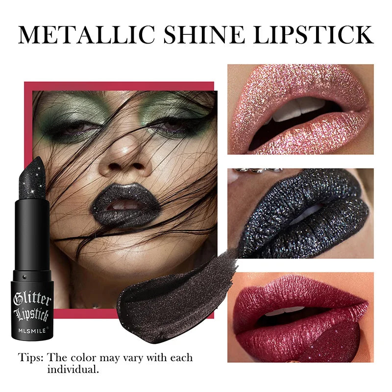 Ihomed Waterproof Glitter Lipsticks Punk Style Nude Matte Not Fading Pearlescent Sexy Red Pink Velvet Lipsticks Lips Makeup Cosmetic