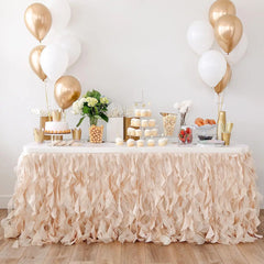 Ihomed Fashion Tulle Ruffle Curly Table Skirts Table Cloth for Kids' Birthday Party Wedding Decoration Tablecloth Christmas Decorations