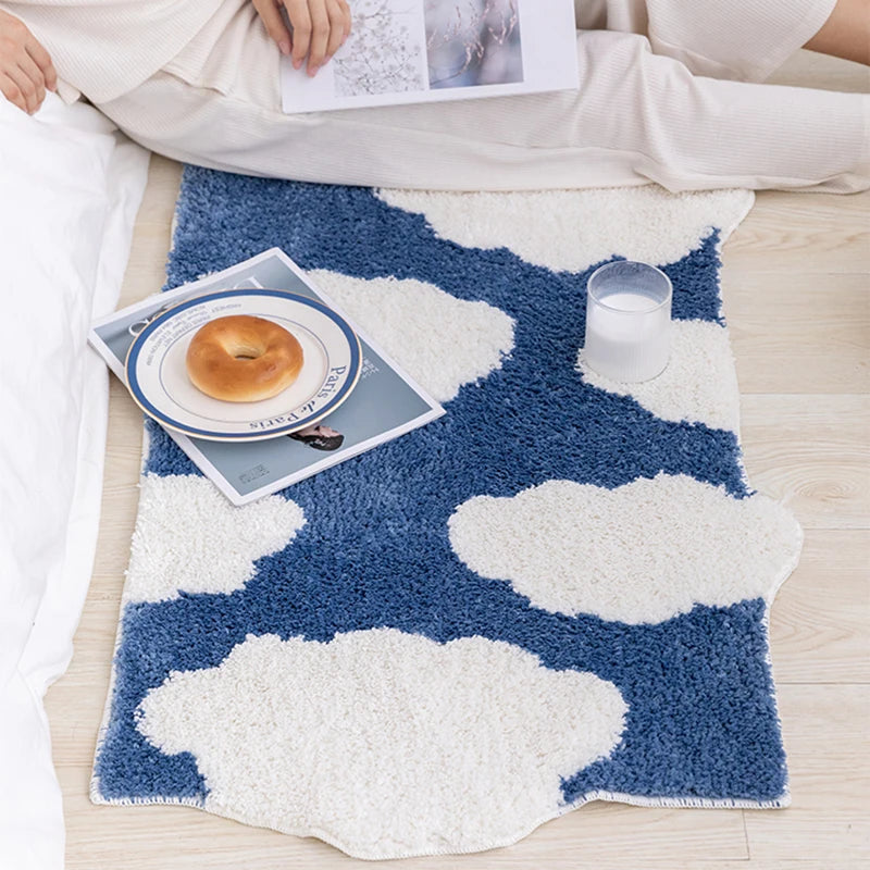 Ihomed Tufting Long Bedside Rug Soft Plushy Clouds Mat Carpet Bathroom Floor Pad Bedroom Doormat Aesthetic Home Room Winter Warm Decor