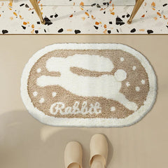 Ihomed Cartoon Tufted Carpet Oval-Shaped Household Anti-Dirty Rug Bathroom Absorbent Non-Slip Mat