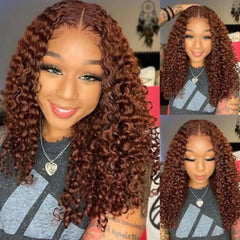 Ihomed Brazilian 250% Chocolate Brown #4 Bob Wig Water Wave Lace Frontal Human Hair Wigs Colored Curly 13x6 Lace Bob Wigs For Women