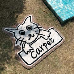 Ihomed Cute Fluffy Cat Rug Carpet for Bedroom Minimalist Carpet for Living Room Rug for Home Funny Shaped Rug Non-slip Bathroom Mat