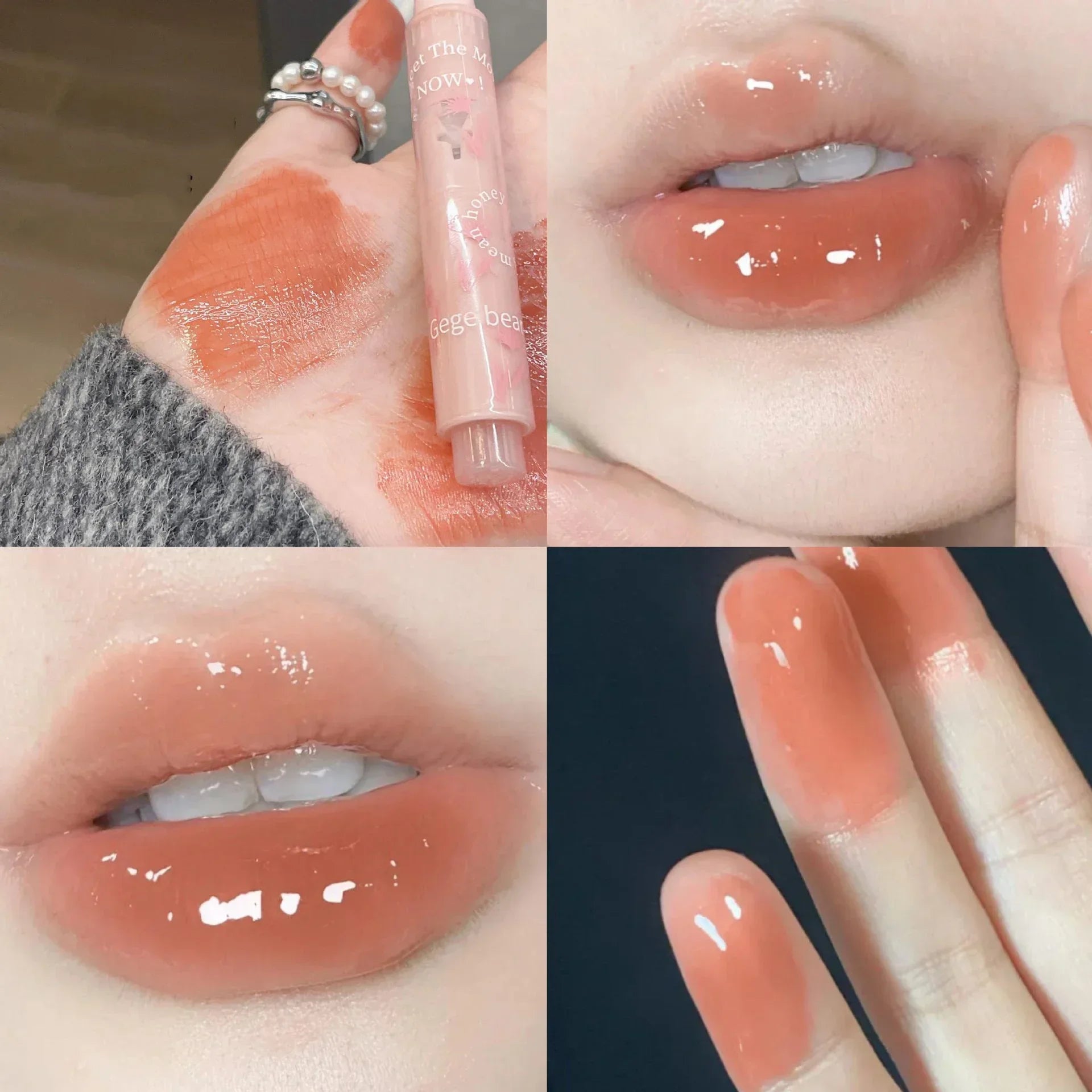 Ihomed Moisturising Lipstick Pen Waterproof Jelly Lip Glaze Mirror Water Lipstick Heart-shaped Lip Gloss Non-stick Cup Korean Cosmetic