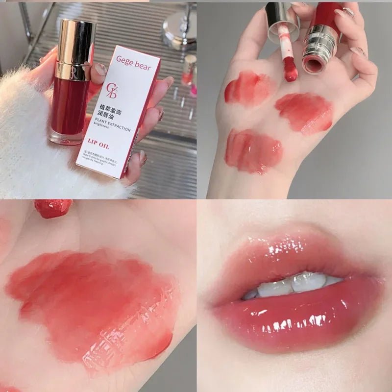 Ihomed Moisturizing Glass Lip Oil Purple Jelly Violet Transparent Plumper Lip Gloss Makeup Nutritious Liquid Lipstick Brush Lip Care