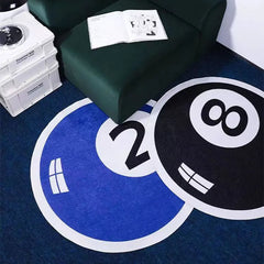 Ihomed Simulation Billiards 8 Ball Rug Round Home Decor Chair Pad Anti-slip Bath Floor Mat Kids Bedroom Retro Black No. 8 Carpet Drop