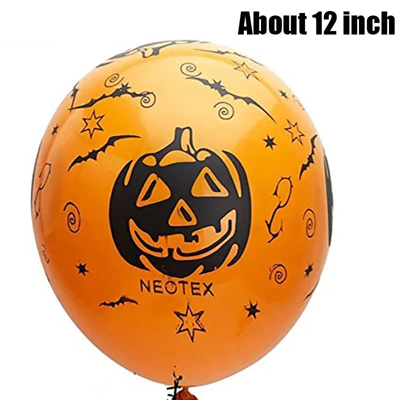 Ihomed 30/10Pcs Scary Halloween Balloons Kids Toys Pumpkin Skeleton Ghost Bar Party Decor Balloon Halloween Black Orange Latex Balloon