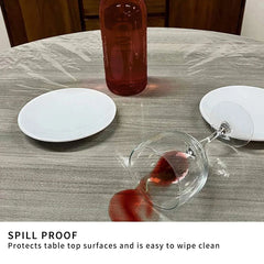 Ihomed 65-180cm Transparent Waterproof Round Elastic Edged Table Cover PVC Home Simple Convient Kitchen Catering Protector Tablecloth