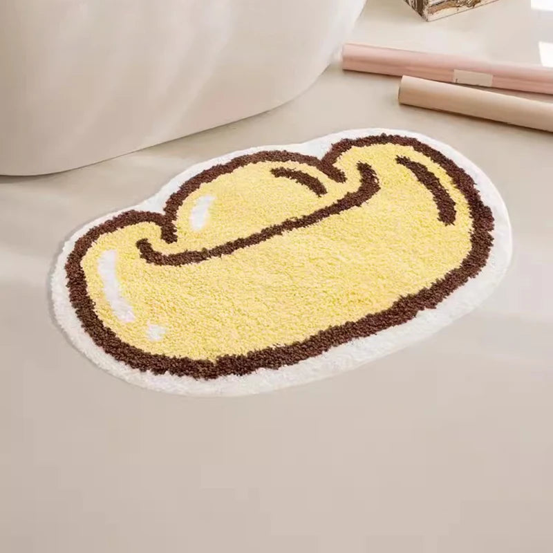 Ihomed Tufting Chinese Yuan Bao Bathroom Mat Soft Bedroom Carpet Area Floor Pad Gold Lucky Bedroom Doormat Aesthetic Home Room Decor