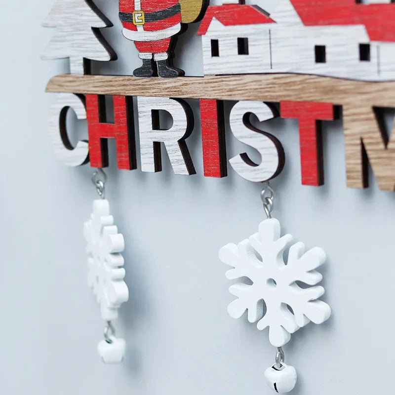 Ihomed Wooden Christmas Pendants Door Wall Xmas Decor Christmas Tree Hanging Ornaments Happy New Year 2025 Naviidad Decor For Home