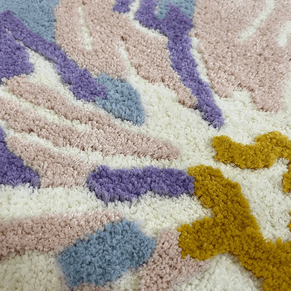 Ihomed Multicolor Beautiful Flower Tufted Rug Home Living Room Area Decorative Floor Mat Rugs Floral Plush Soft Bedside Tufted Carpet