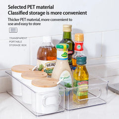 Ihomed 1pc Refrigerator Organizer Bins Stackable Fridge Food Storage Box With Handle Clear Plastic Pantry Food Freezer Organizer Tool