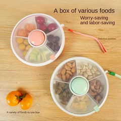 Ihomed 1pc Reusable Snack Spinner-Shatterproof Rotating Storage Container For Nuts, Candy & Seeds, Round PP Material With Flip-Top Lid