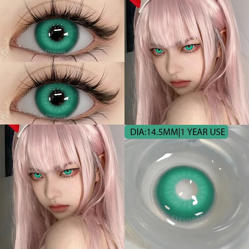 Ihomed Contact Lenses 1 Pair Purple Lenses Red Lens Cosplay Colored Lenses Anime Blue Lens Halloween Colorful Makeup Eye Cosmetic