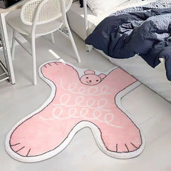 Ihomed Cute Bear Carpet Cartoon Pink Girl Hug Bear Bedside Floor Mat Thickened Bedroom Rug Children's Gifts Rugs