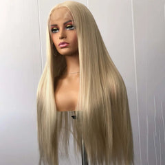 Ihomed Ash Blonde Lace Front Wig Synthetic Wigs for Women Long Silky Straight Light Blond Frontal Glueless Natural Hairline Daily Party