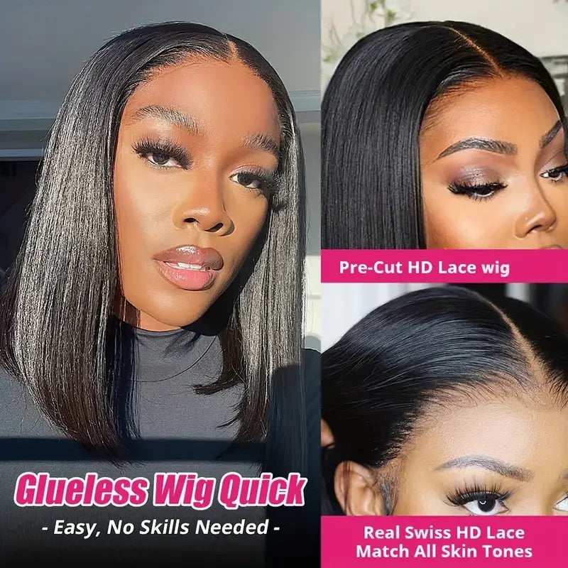 Ihomed Glueless Wigs Short Bob Wigs Bone Straight 13x4 Lace Front Human Hair Wigs For Women HD Transparent Lace Frontal Wig Vietnamese