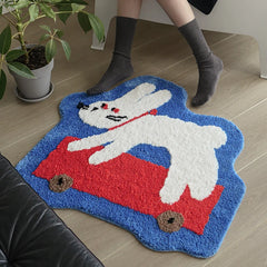 Ihomed Cartoon Rabbit Tufting Bedside Mat Soft Carpet Bathroom Area Floor Pad Kids Bedroom Doormat Aesthetic Home Room Nursery Decor