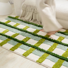 Ihomed Carpet for Living Room Cute Large Area Green Plaid Children Bedroom Fluffy Moss Rugs Home Decoration IG Luxury Mats ковер 러그