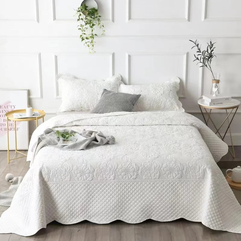 Ihomed 1/3pc luxury euro style Bedspread on the bed plaid cotton filling bed cover Embroidered Mattress topper for summer home blanket