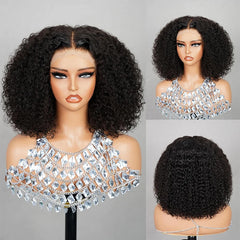 Ihomed Glueless Curly Wigs Human Hair Kinky Curly Bob Wig 13x4 HD Lace Frontal Wigs Human Hair for Women Wear and Go Deep Wave Bob Wig