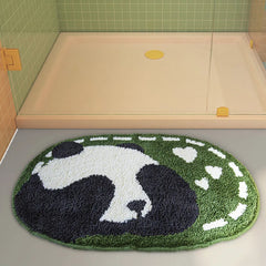 Ihomed Cartoon Tufted Carpet Oval-Shaped Household Anti-Dirty Rug Bathroom Absorbent Non-Slip Mat