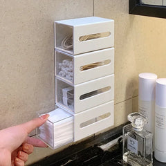 Ihomed Bathroom Wall-Mounted Cotton Swab Storage Box Dormitory Non-Perforated Telescopic Storage Box Head Rope Hair Ring Mini Glove Box