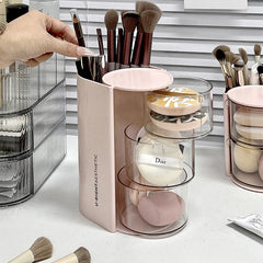 Ihomed Rotating Powder Puff Storage Box Dust-proof Desktop Beauty Egg Air Cushion Rack Multi-layer Lipstick Makeup Brush Storage Rack