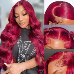 Ihomed Body Wave Glueless 5X7 5X5 Lace Front Wigs Human Hair Wig Burgundy 99j Lace Closure Wig Remy Colored Lace Wigs For Women