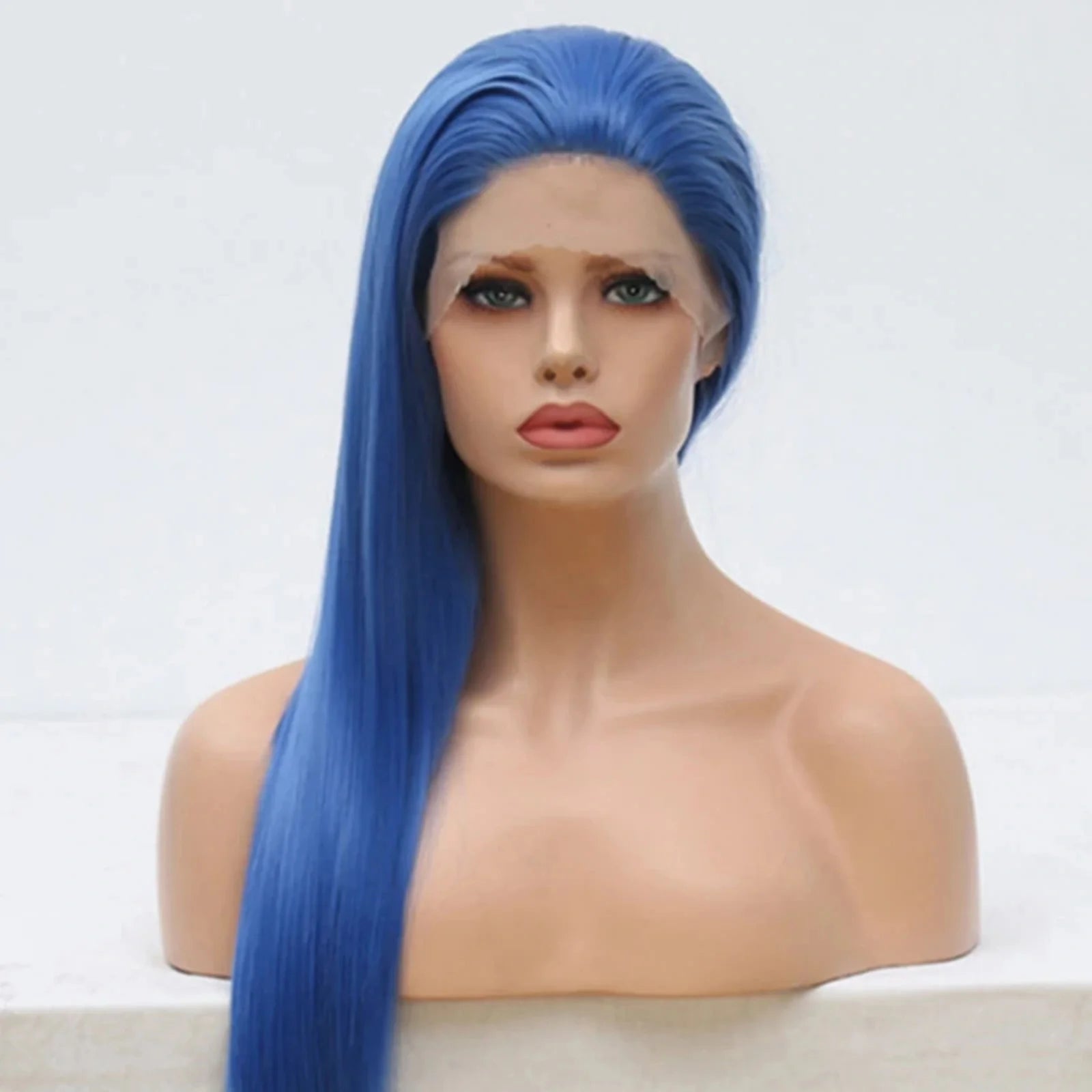 Ihomed Blue Wig Long Straight Synthetic Lace Front Wig Glueless Wigs Ready to Wear Dark Blue Wigs for Women Party Cosplay Frontal Hair