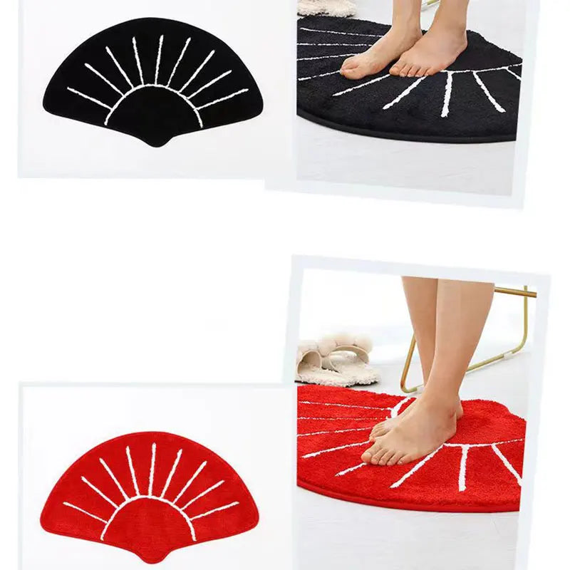 Ihomed Irregular Fan-Shaped Carpet Furniture Absorbent Floor Mat Living Room Bedroom Bathroom Non-Slip Floor Mat Decoration Rug