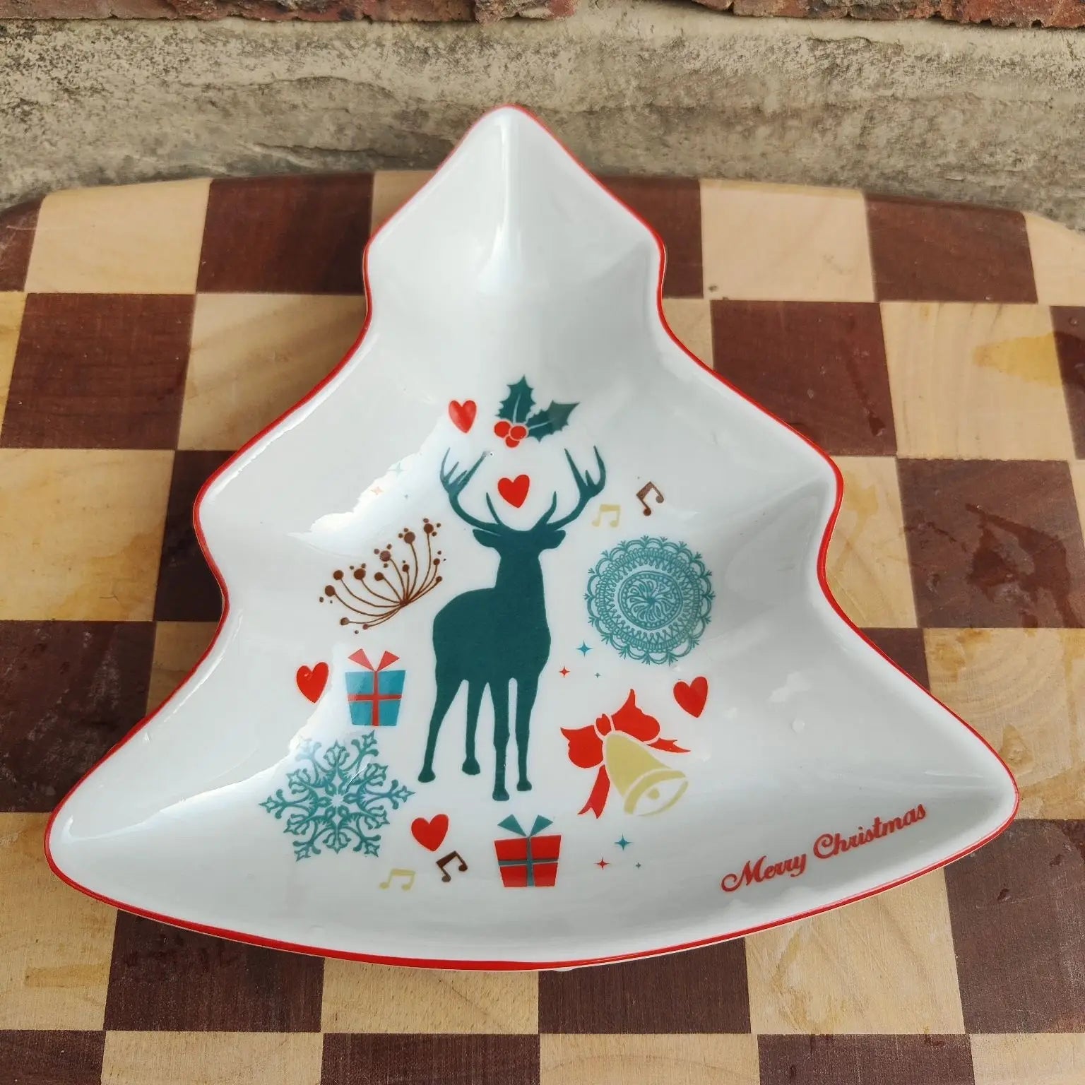 Ihomed Christmas Tree Plate Creative Ceramics Household Kitchen Acceesories Coceramic Complete Tableware Dinner Sets Home Decoration