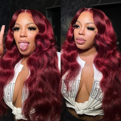 Ihomed Body Wave Glueless 5X7 5X5 Lace Front Wigs Human Hair Wig Burgundy 99j Lace Closure Wig Remy Colored Lace Wigs For Women