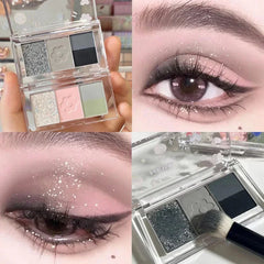 Ihomed Smokey Eyeshadow Palette Matte Glitter Waterproof Shimmer Eye Shadow Makeup Palette Matte Cool Toned Black Eye Pigment Palett