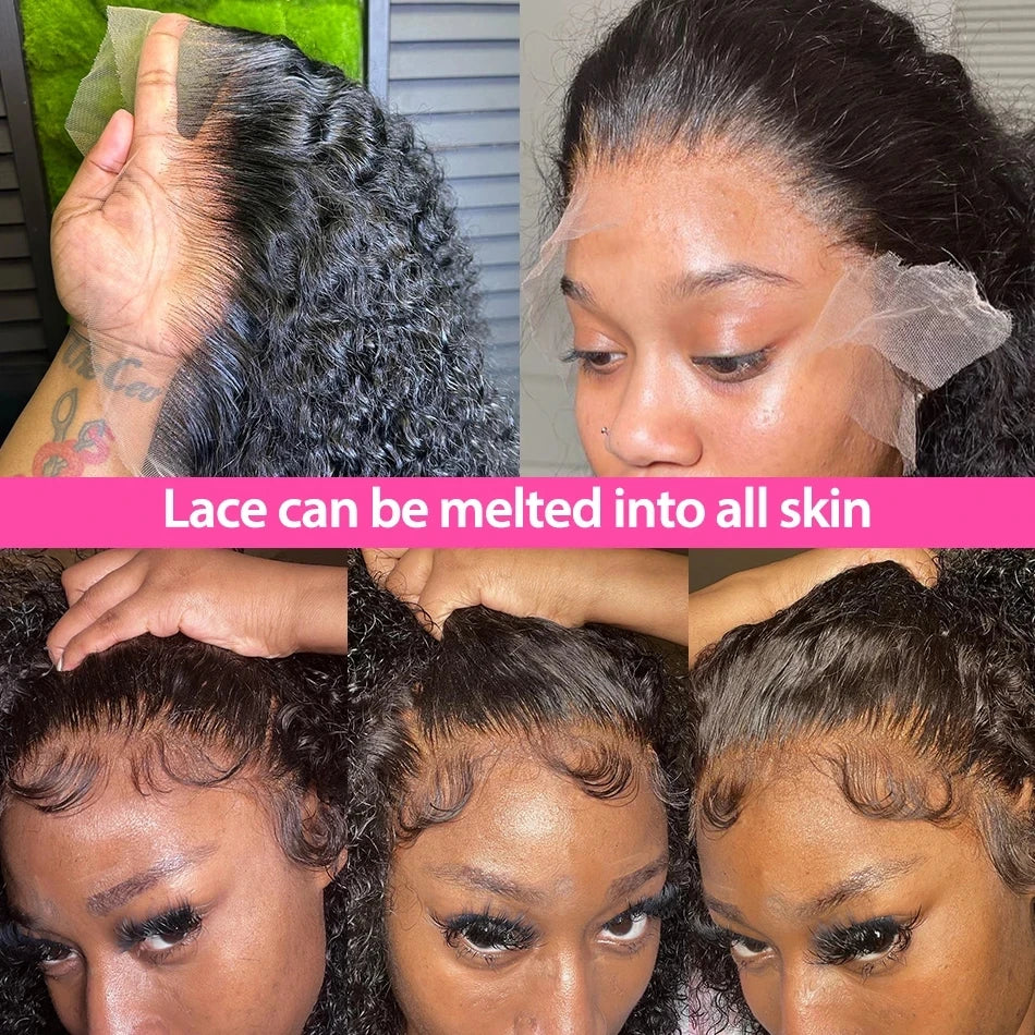 Ihomed Short Bob Wig Kinky Curly Wet And Wavy Lace Front Wig Human Hair Pre Plucked Transparent 13x4 Lace Frontal Wig Glueless Wig