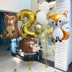 Ihomed 13pcs Gold Number Animal Foil Balloons Happy Birthday Party Decorations Kids Girl Boy Baby 1 2 3 4 5 6 7 8 9 Year Old Supplies