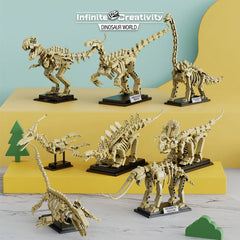 Ihomed DIY Jurassic Dinosaur World Park Series T-rex Triceratops Skeleton Ornament Building Blocks Fossil Bricks Figure Toys Kids Gifts